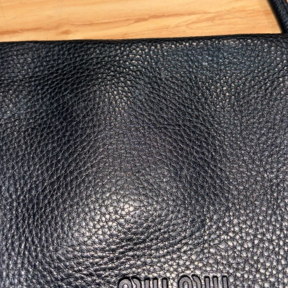 MIUMIU Archive Tote Semi Shoulder bag Logo Leather Black - Picture 13 of 14